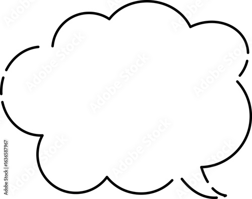 モコモコ雲型のシンプルふきだし(しっぽ右)