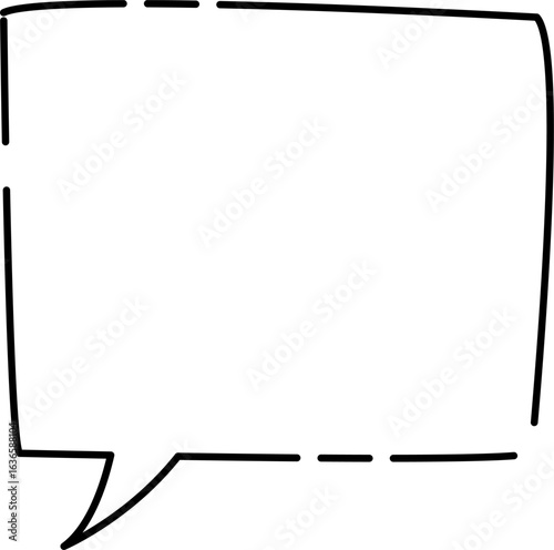 ゆるい四角の隙間のあるシンプルふきだし(しっぽ左)