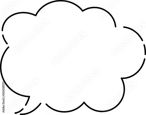 モコモコ雲型のシンプルふきだし(しっぽ左)