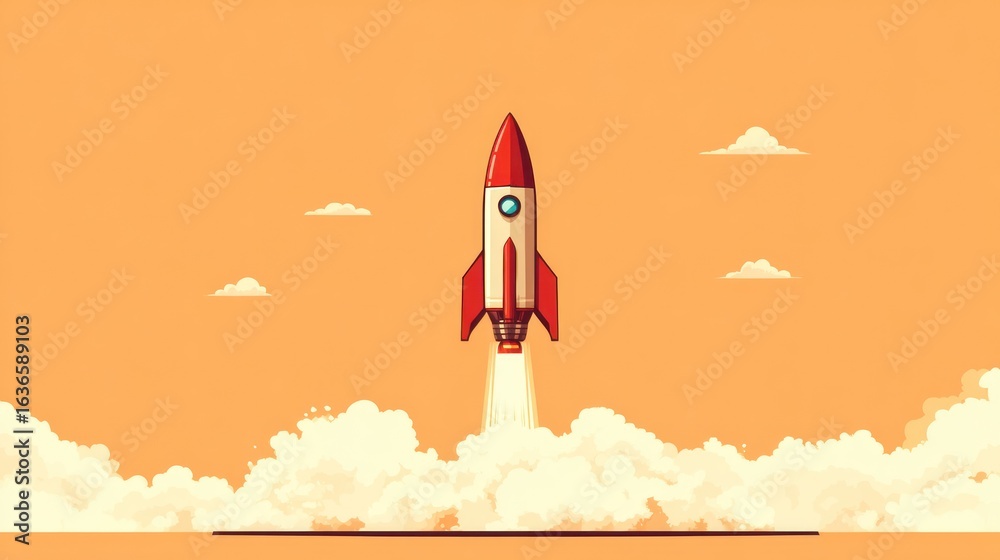 Obraz premium Rocket launch illustration growth