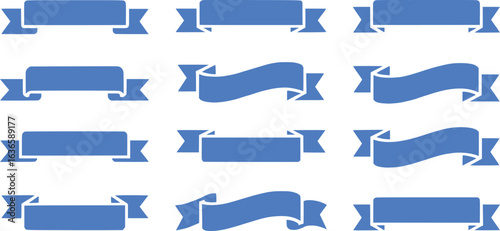 Collection of Blue Ribbon Banners Ideal for Graphic Design Projects and Website Elements Perfect for Badges Logos or Headings and Vector Images