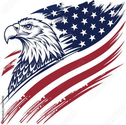 American flag with eagle patriotic vector illustration