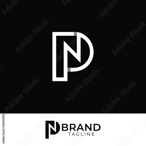 Modern Linear PN or NP Monogram Logo with two backgrounds.