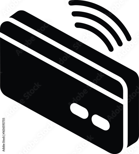 Credit card icon with contactless payment waves buttons finance
