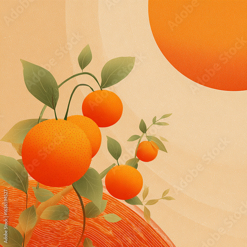 Vibrant Orange Tree with Ripe Fruits and Sunlight made with generative AI
