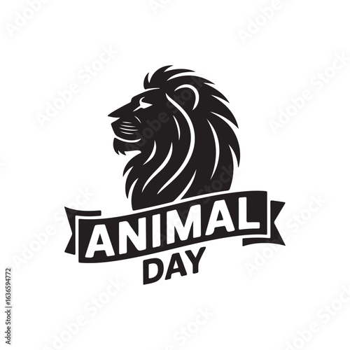 animal day logo icon silhouette vector illustration