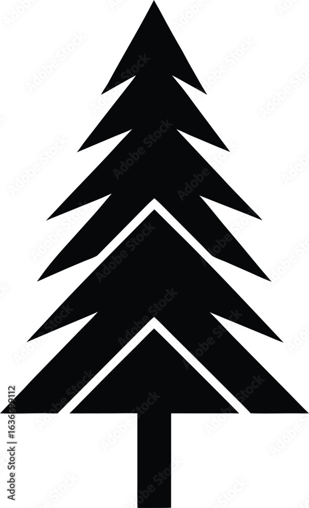 Obraz premium Minimalist solid icon a pine tree nature