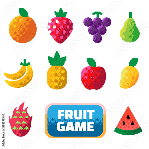 Retro Fruit Vector Stock Bitmap Style