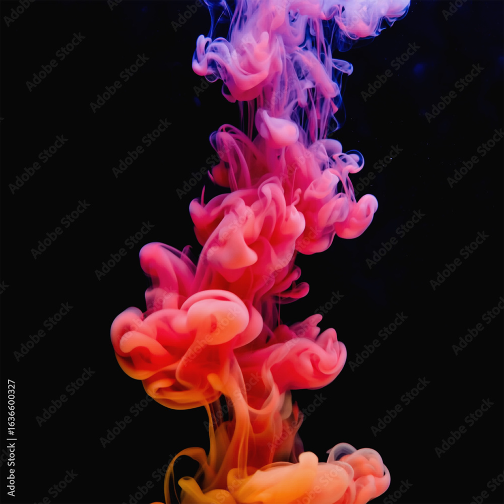Obraz premium Ink-in-water simulation with rich red and violet pigment dispersion