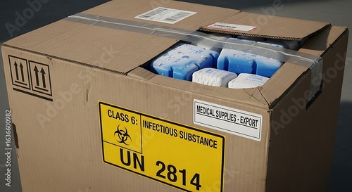 Shipping of infectious substances and medical supplies with proper labeling and packaging