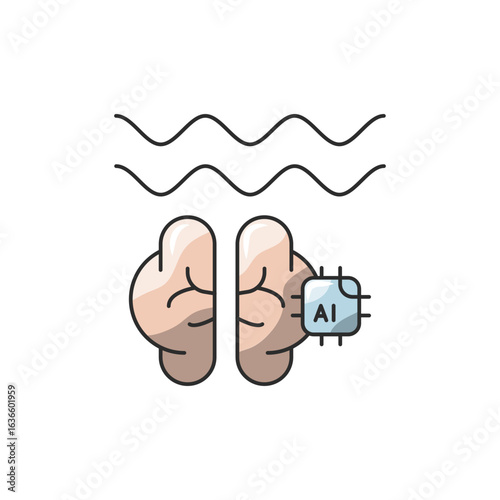 Neural Sync Icon AI Brain Chip Futuristic Control.
