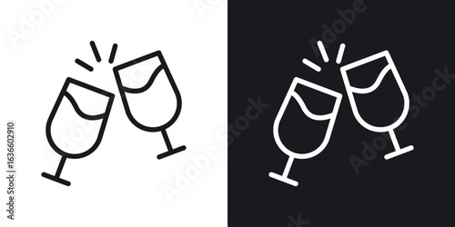 champagne glasses icon vector pictogram. UI. EPS10. - Vector
