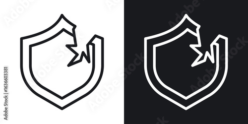 Broken shield icon vector pictogram. UI. EPS10. - Vector