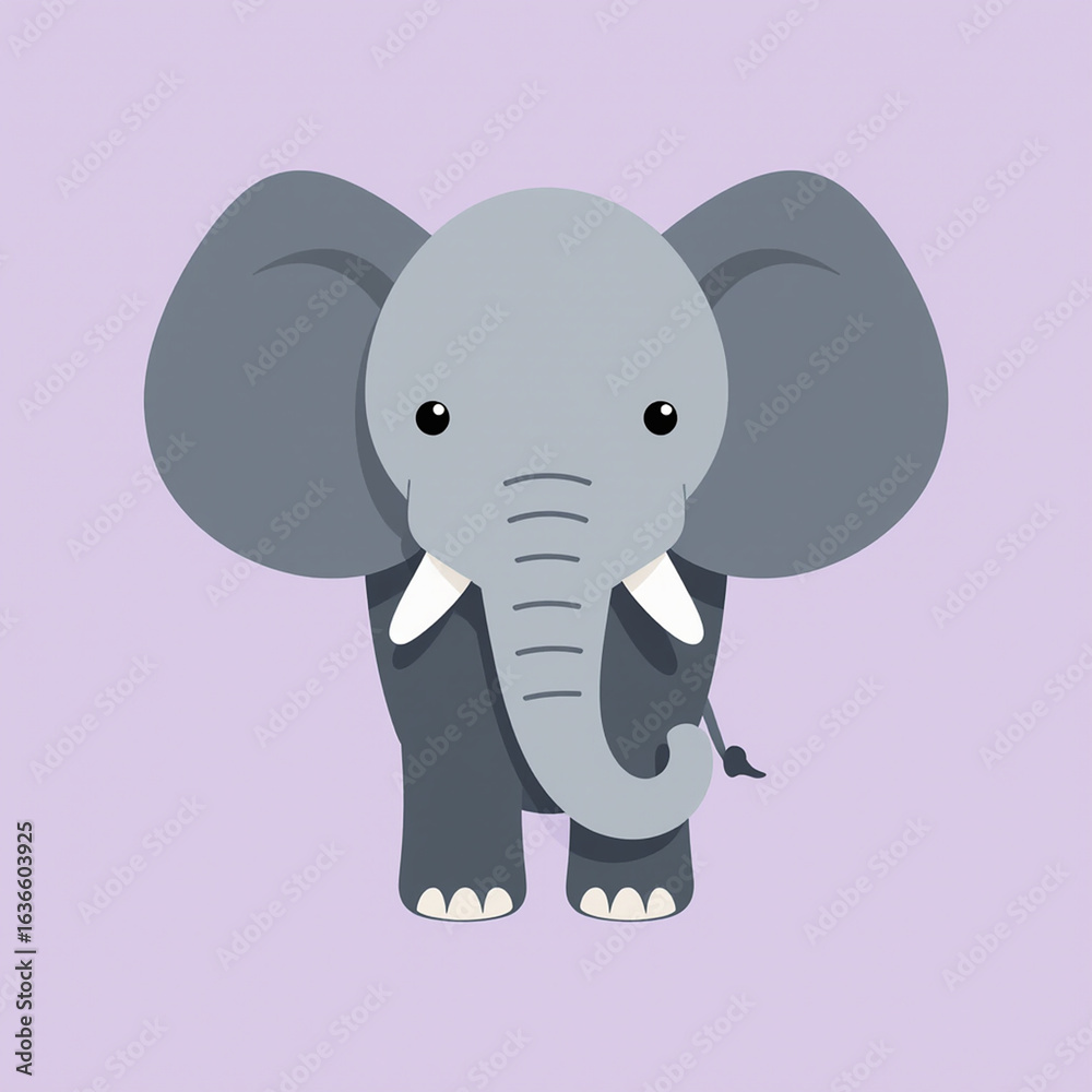 Naklejka premium Cute Cartoon Elephant Illustration, Friendly African Elephant Design