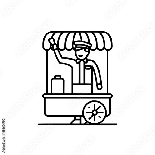 Street food vendor cart icon vector illustration for mobile app and web design project needs one hundred chars