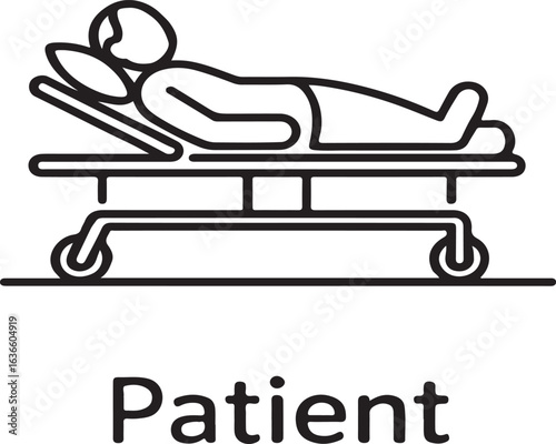 Iconic Representation of a Hospital Patient Lying on a Stretcher Symbolizing Healthcare and Medical Care Assistance