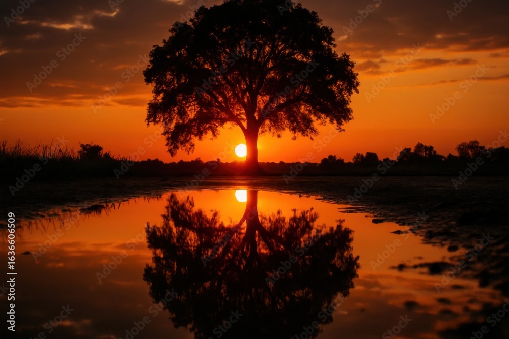 Fototapeta premium A Lone Tree at Sunset