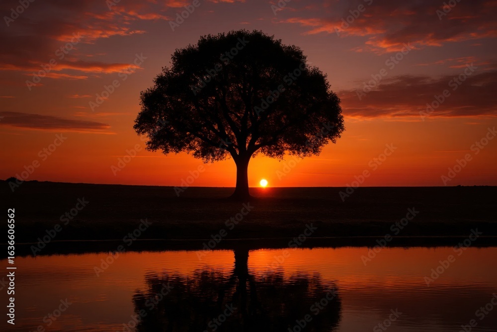 Obraz premium A Lone Tree at Sunset