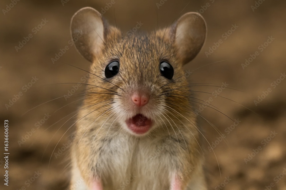 Obraz premium A mouse's inquisitive expression captures attention as it peers into the lens