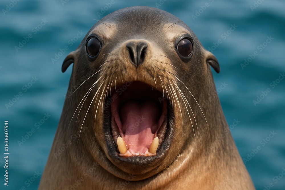 Obraz premium A seal's roar echoes on the tranquil sea