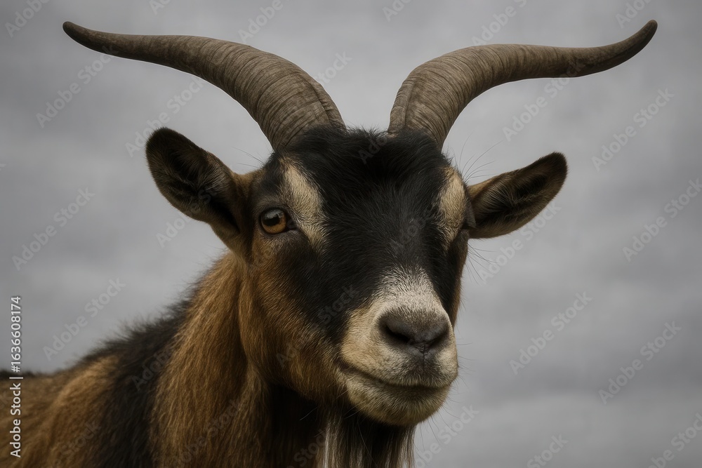 Fototapeta premium The Quiet Contemplation of a Goat in Monochrome