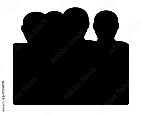 Silhouette of a diverse group of people at a table or desk