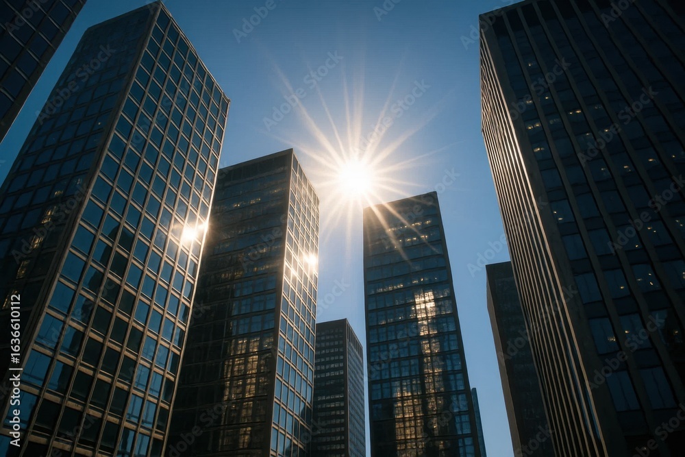 Obraz premium A Symphony of Glass and Steel under the Golden Hour