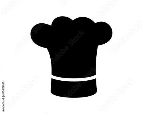 Silhouette of a classic chefs hat or toque blanche on white background