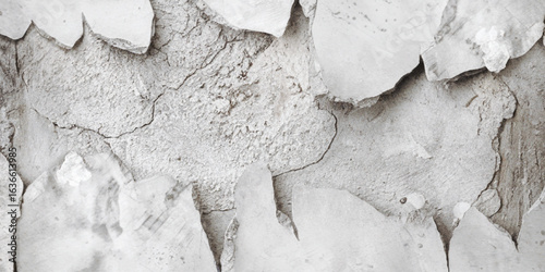 White old concrete wall grunge texture - wide banner format background. Grunge gray texture of chips, cracks, scratches, Soft white grunge.
