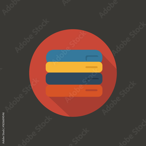 Flat vector icon of folded towels stacked neatly, symbolizing freshness and cleanliness, perfect for laundry, spa, bathroom, hotel, and home care visuals