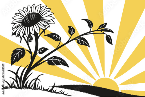 Sunflower and Sunshine: An artistic portrayal of a sunflower basking in the sun's warm embrace, signifying growth, positivity, and the beauty of nature. 