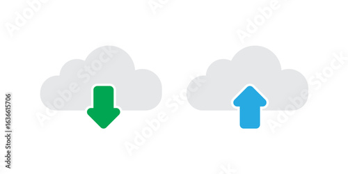 Cloud Upload & Download Icons — Cloud Storage, Data Transfer and Sync Symbols. vector illustration. 