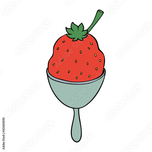 Refreshing strawberry sorbet, bursting with sweet-tart berry flavor, smooth texture, and vibrant red color, perfect for cooling down on a warm, sunny day.

