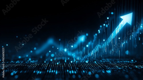Abstract background glowing financial graphs digital economy fintech concept modern finance upward arrow growth chart tech inspired design