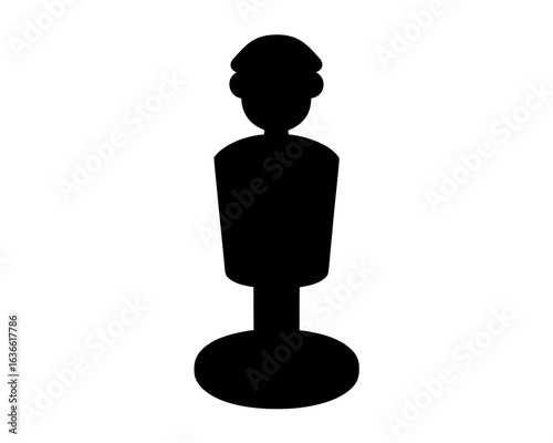 Silhouette of a black bob dummy standing on a platform for practicing