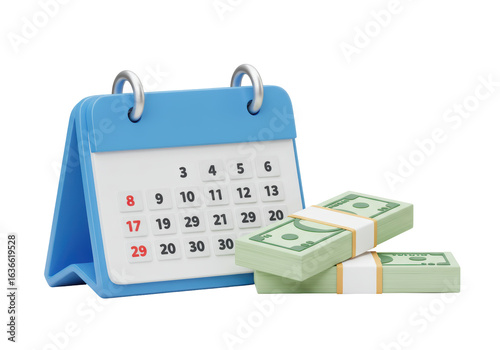 Photos Isolated Calendar with Money Stacks