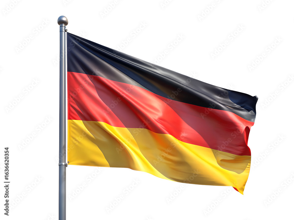 Waving Flag of Germany on a Pole Isolated on Transparent Background Waving Flag of Germany on a Pole Isolated on Transparent Background