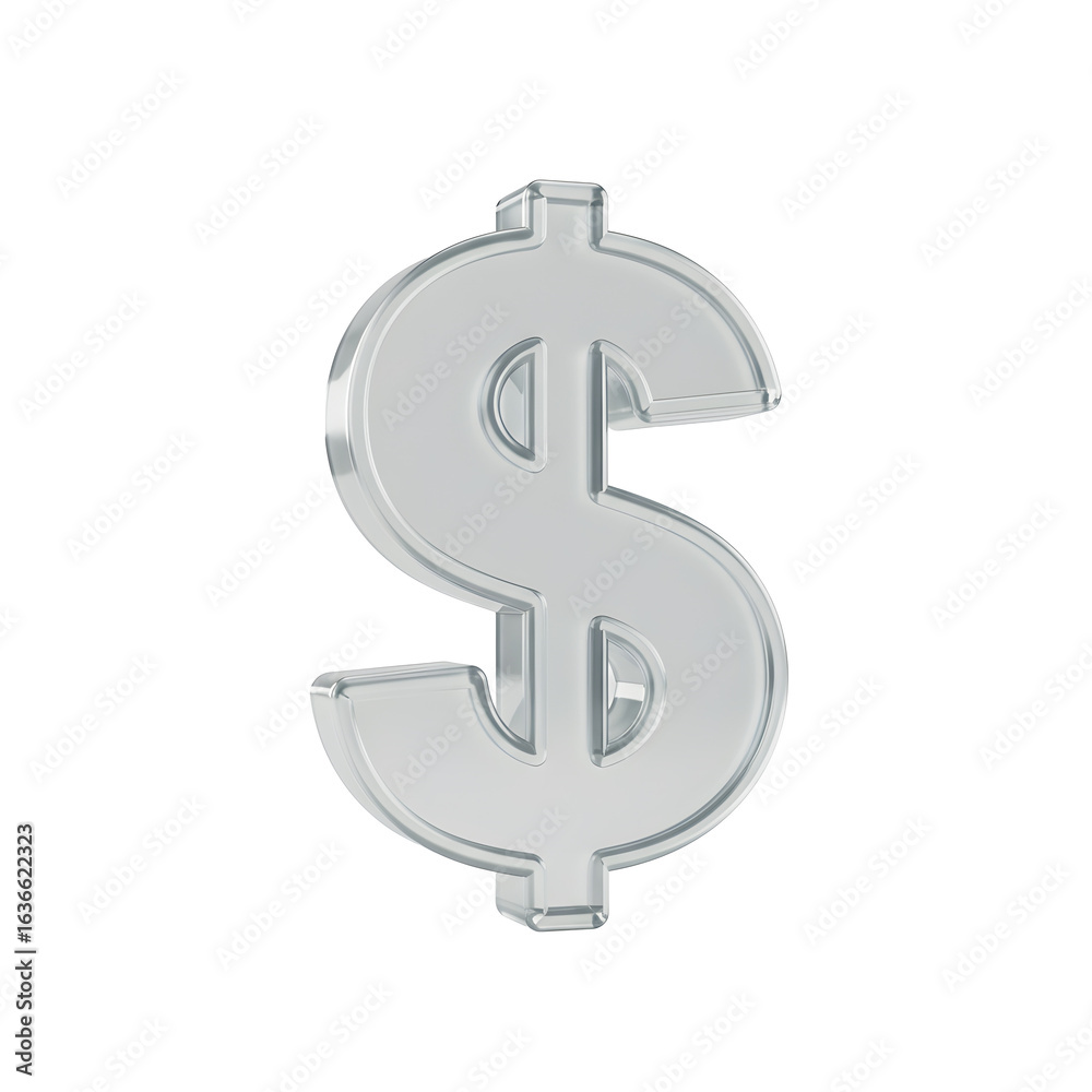 Fototapeta premium Dollar sign: A shining metallic dollar sign, signifying value and prosperity, stands out, ready to represent financial transactions and monetary concepts.