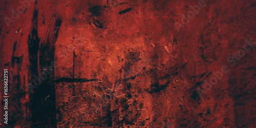 Dark Red horror scary background. grunge horror texture concrete. Dark grunge red concrete. Red textured stone wall background.