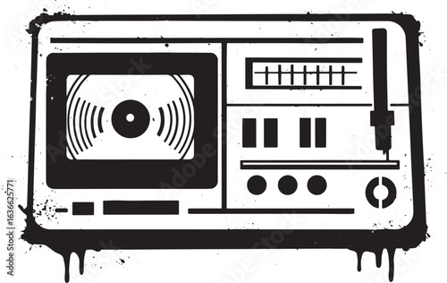 Retro audio equipment stylized illustration, vintage music vibes