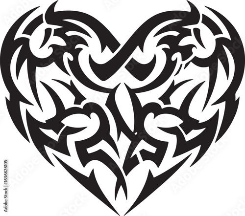Intricate tribal heart design embodying love, passion, and cultu