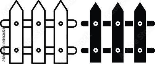 Simple black and white picket fence illustration