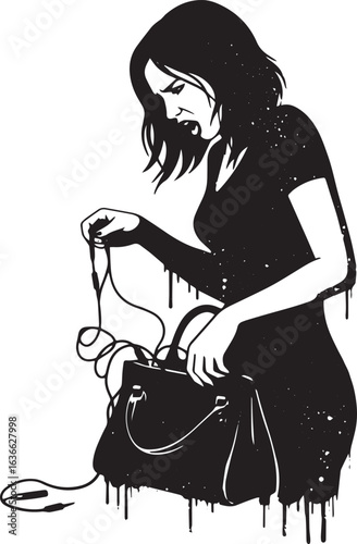 Frustrated woman with tangled earphones representing modern dail