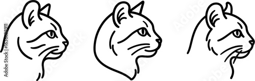 American curl cat head side profile outline vector