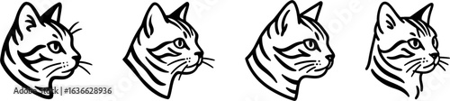 American shorthair cat head side profile outline vector