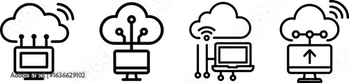 Cloud computing symbol outline vector