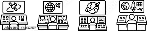 Mission control center outline vector