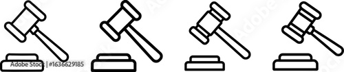 Gavel judge hammer outline vector