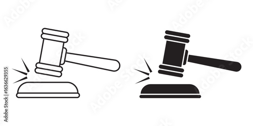 Gavel icon set. judge gavel icon vector. law icon vector. Judge hammer silhouette vector, court hammer icon set.vector illustration.