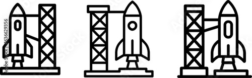 Launch pad rocket tower outline vector